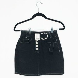 BDG Black Denim Skirt Buttons Buckle NWT